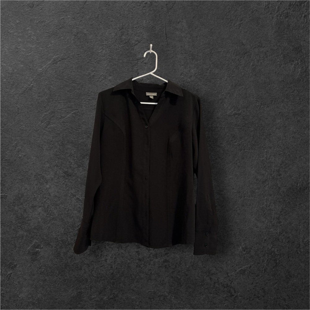 Women’s Black Button Up Blouse | Elegant Business Casual Dressy Top